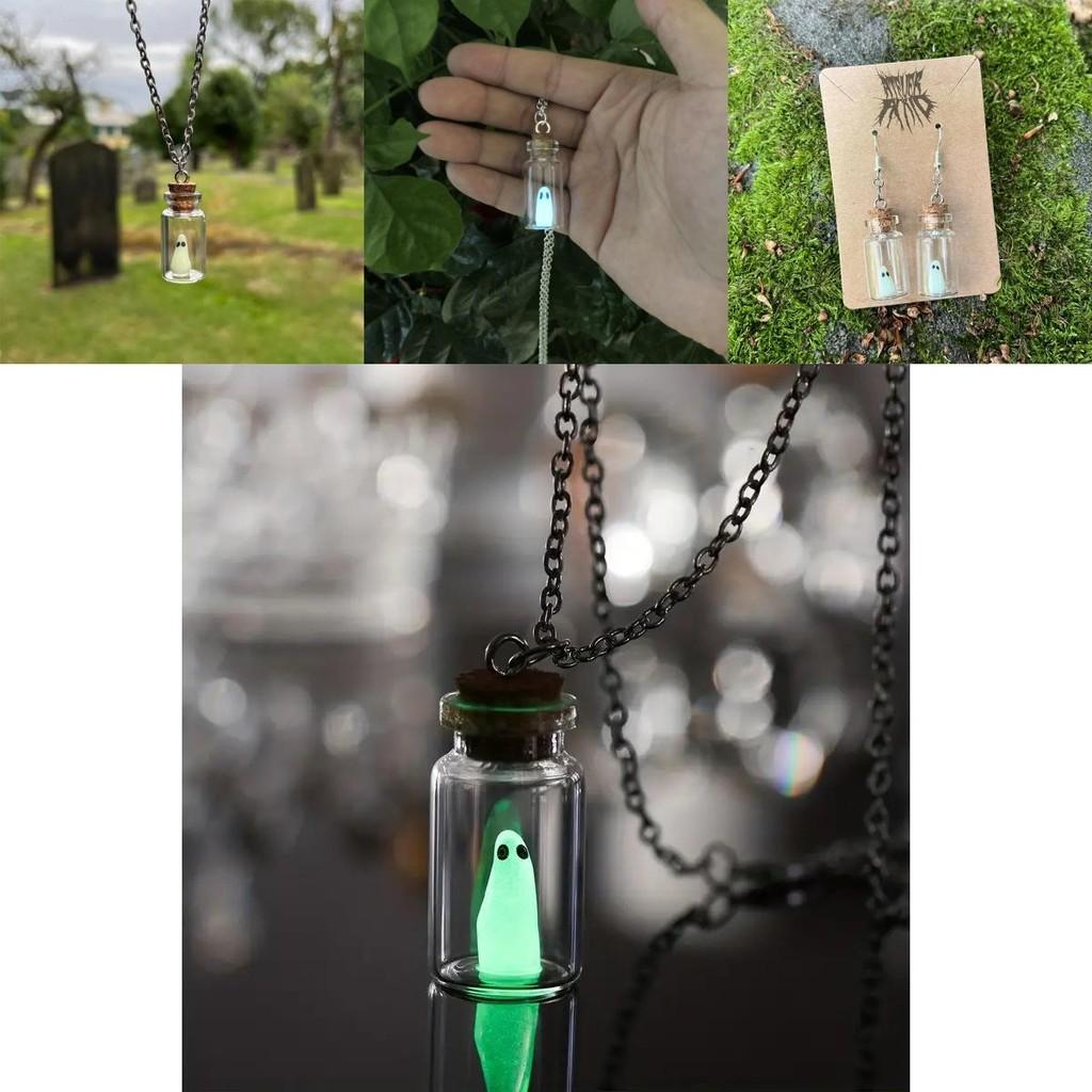 Adorable Cartoon Ghost Jewelry Set Featuring Enchanting Glow In The Dark Effects