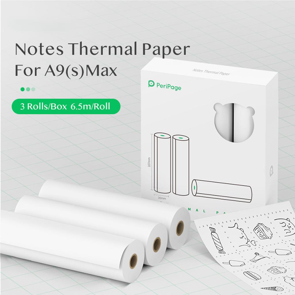 PeriPage 107 x 30mm Notes Thermal Paper Roll BPA Free Non adhesive Receipt Printing Paper Waterproof Oil proof Friction