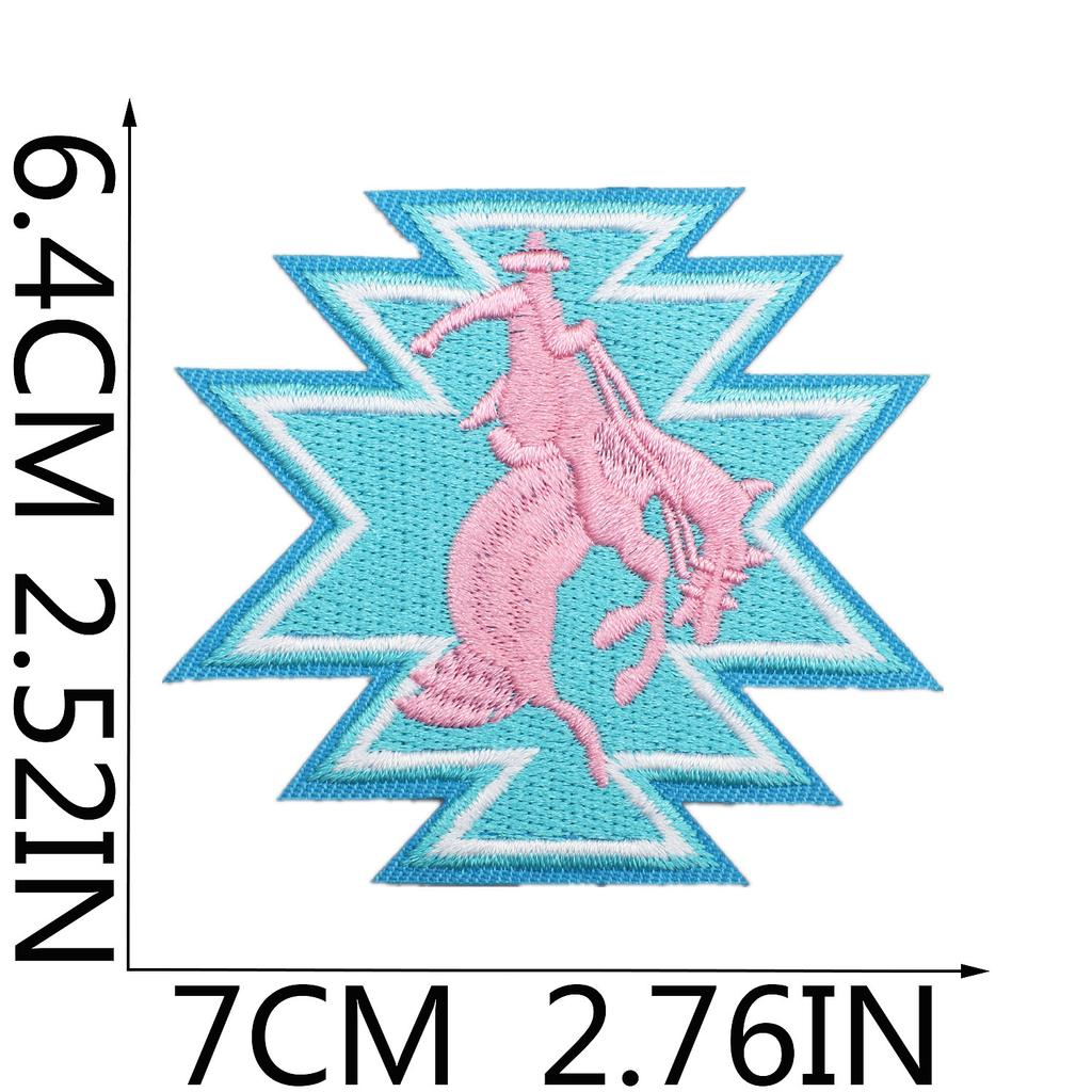 Horse Pentium Embroidery Cloth Sticker Western Denim Computer Embroidery Badge Fashion Girl Decoration Guitar Embroidery Badge Ironing