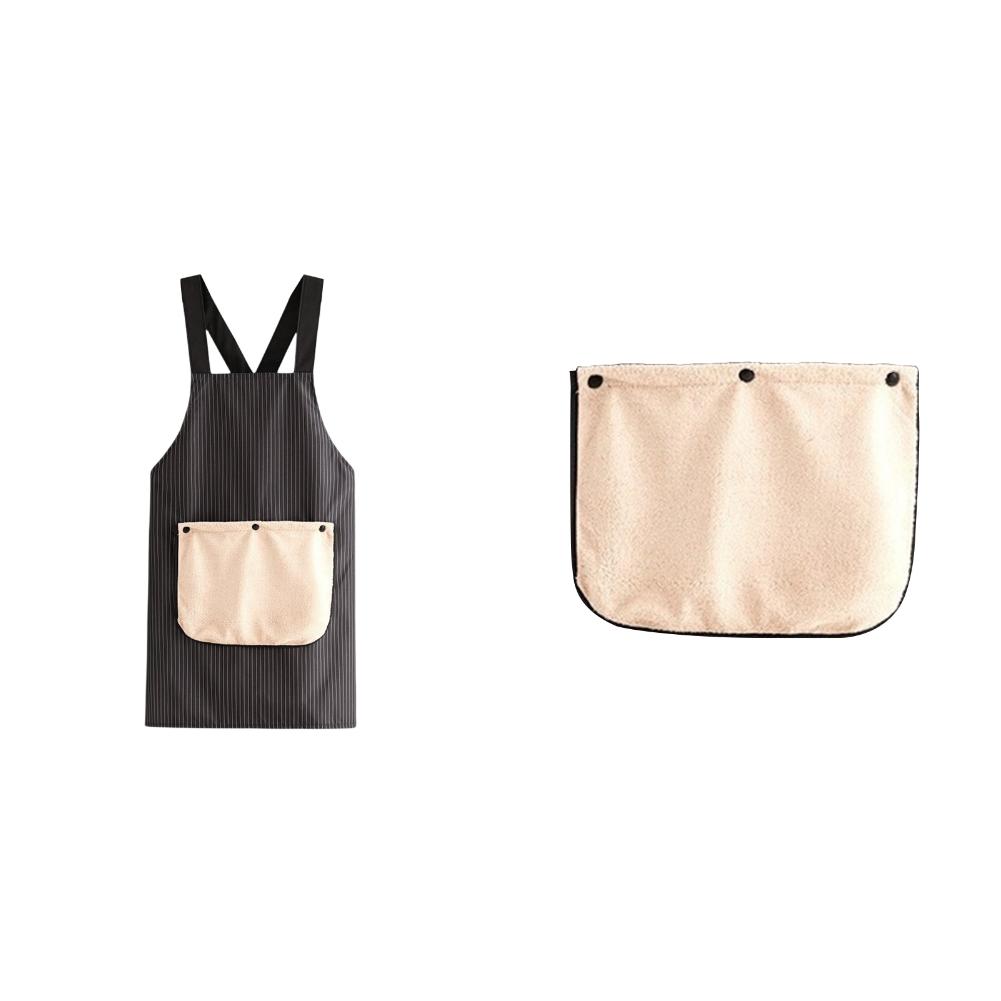 1/2Set Waterproof Kitchen Apron with 1/2 Removable Towel Pockets No-Tie Cross Back Chef Apron Sleeveless Restaurant Uniform
