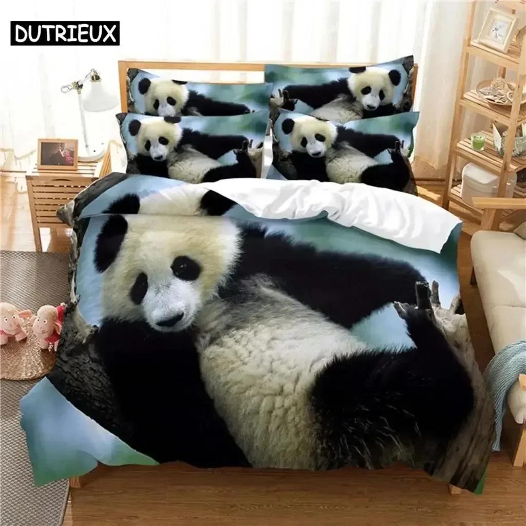 3D Print National Treasure Panda Comfortable Duvet Quilt Cover Pillowcase Bedding Set Children Bedroom Decoration Home Textile