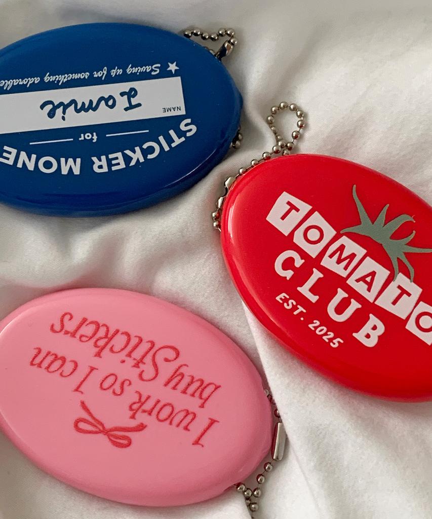 DEDERIT Tomato Ribbon Lettering Coin Silicone Pocket Keyring