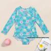 Girls' Long Sleeve Flamingo Print Sun Protection Swimsuit for Surfing