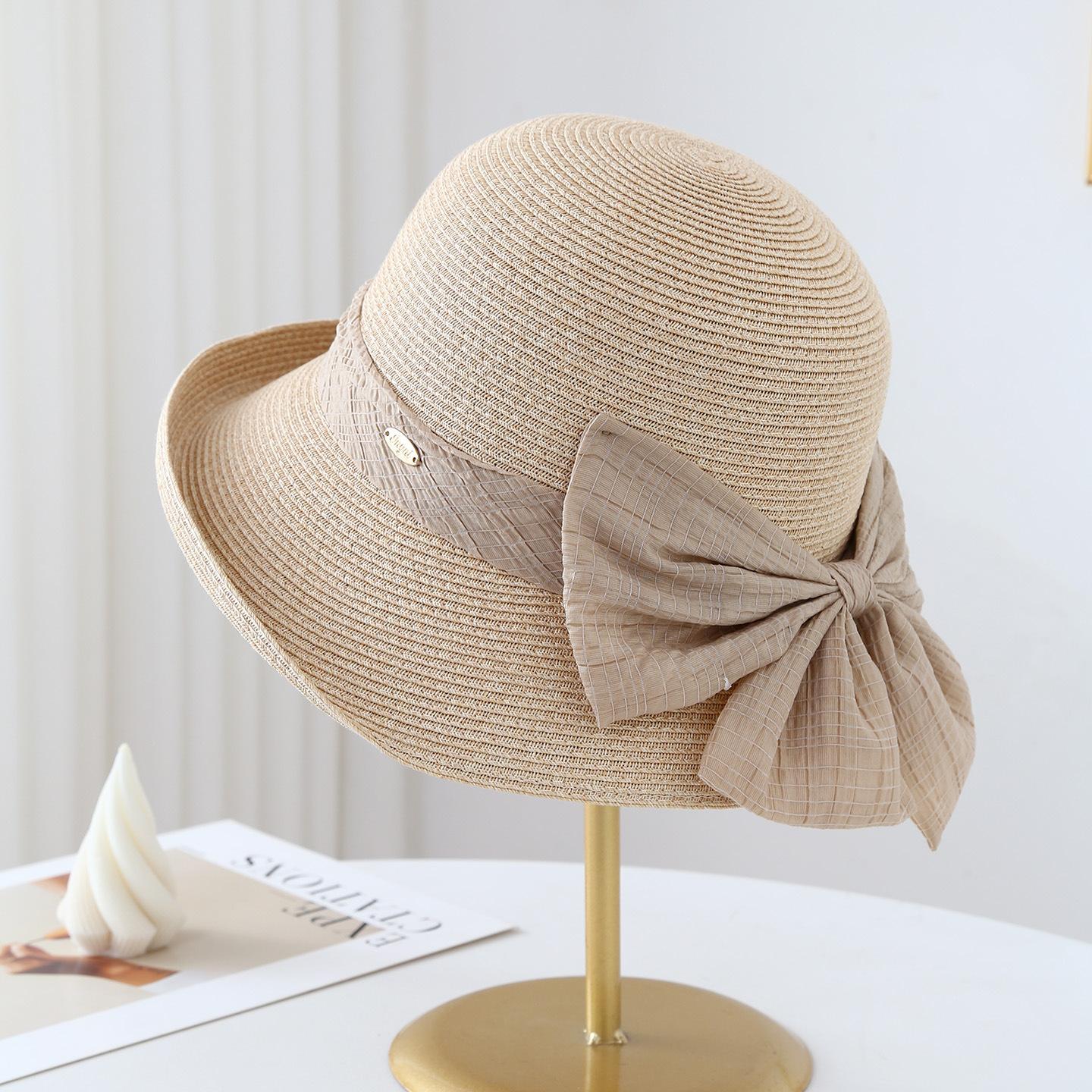 

Sweet Bowknot Fisherman Hat for Women Summer Beach Vacation Sunhat Rolled-Brim Protection Wide Brim Hat Casual Outdoor Cap 56-58cm хаки
