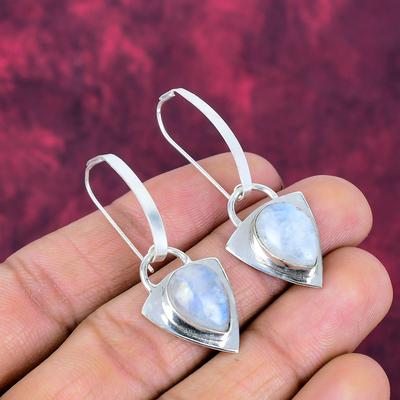 Moonstone 925 Solid Sterling Silver Earrings, Handmade Gemstone Earrings Jewelry, Gifts For Wife Brand New Earrings