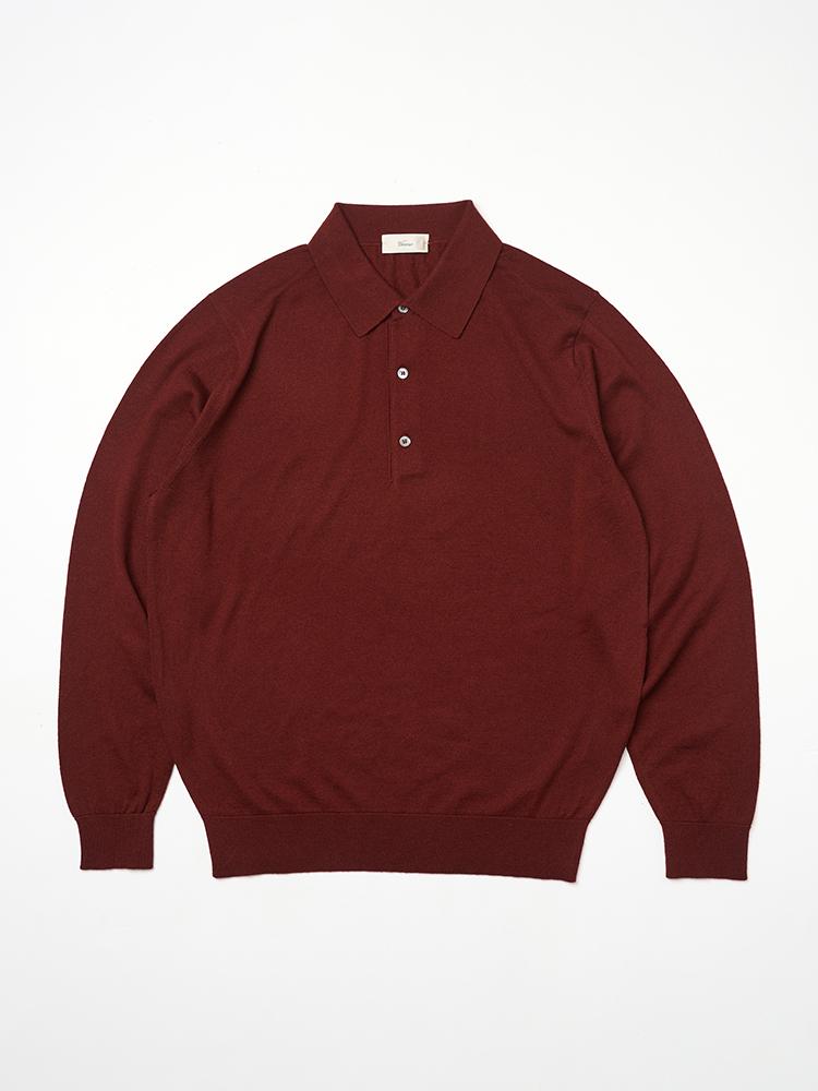 25Ss Cashtouch Long Sleeve Polo Knit Burgundy Xxl
