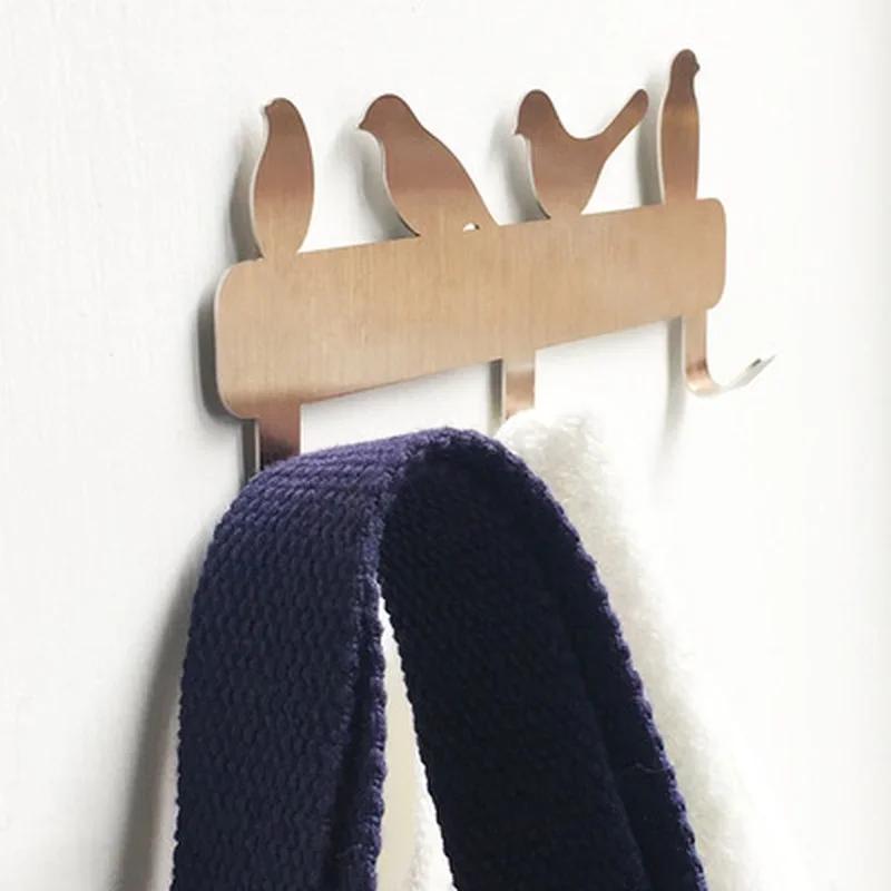 Wall Hook Birds Decoration Creative Coat Rack Animal Resin Wood Grain Door Behind The Bedroom Decor Bird Shape