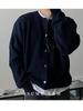 Men's High-End Woolen Cardigan - Round Neck, Autumn/Winter Casual Knitwear