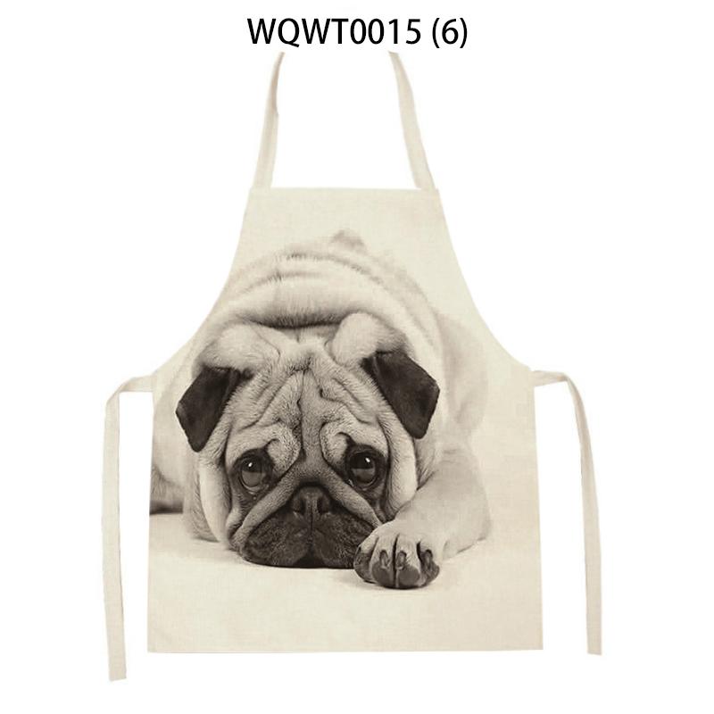 Adult Kids Kitchen Apron Funny Cartoon Dog Printed Sleeveless Linen Baking Aprons for Men Women Home Cleaning Tools Delantal