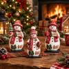 3Pcs 2D Flat Wooden Christmas Ornaments Vintage Thickened Christmas Figurines Stable Base Self Standing Holiday Tabletop Decor