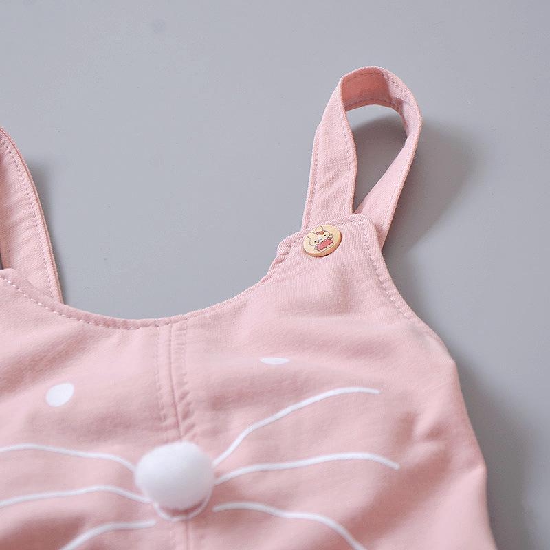 Spring Cartoon Sling Two-Piece Children's Suit for Ages 0-4