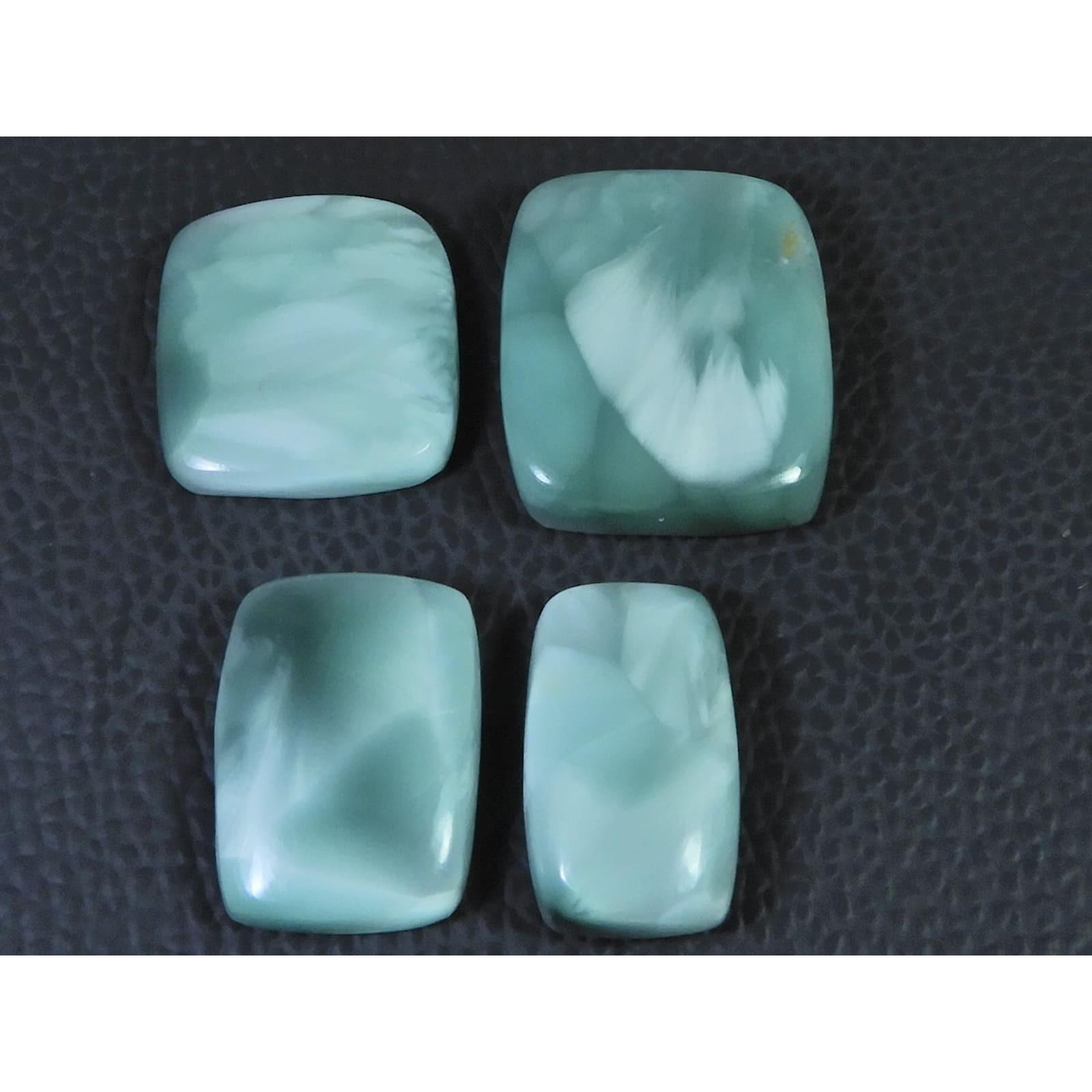 131Cts.Natural Green Hemimorphite Octagon Cabochon Loose Gemstone 04Pcs Lot C-1595