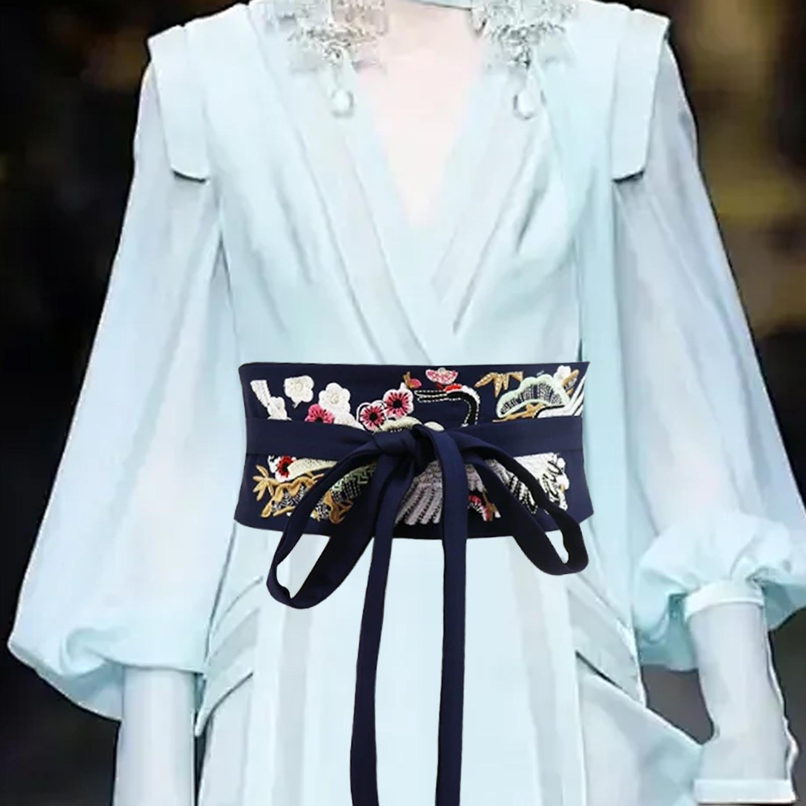 Кимоно Халат Оби Пояс Украшения Элегантный Костюм Аксессуары для Праздничного Платья синий