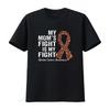 Womens T Shirt My Moms Fight Is Support Uterine Cancer Awareness Black 2XL Vintage Washed Homme Casual Designer Clothes