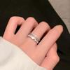 Stylish Geometric Copper Ring With Exquisite Double Layer Hollow Zircon For Trendy Women