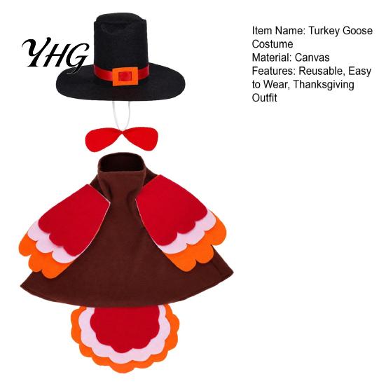 Thanksgiving Garden Goose Outfit 1 Set Turkey Outfit, Porch Costume, with Top Festive Outdoor Clothing Hat And Wings for 23 Inch Statue, Lawn