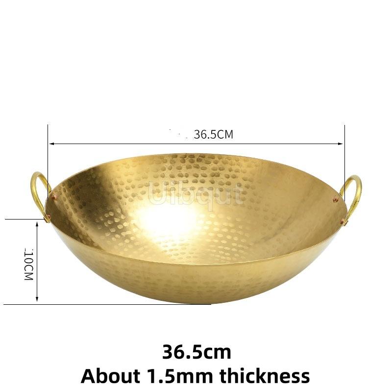 handmade pure copper frying pan copper wok round bottom pan copper brass healthy uncoated wok cookware cast iron cookware
