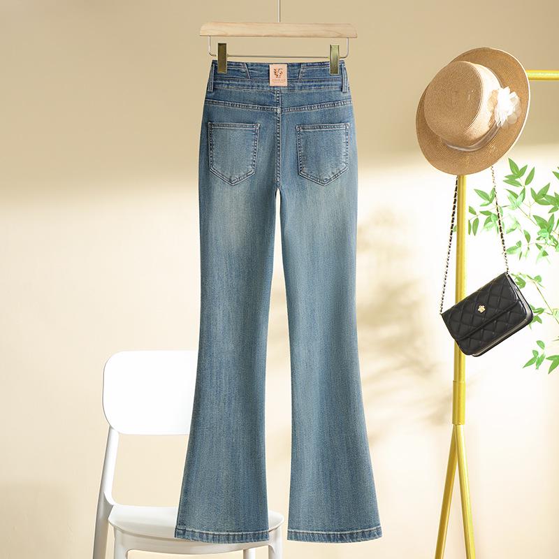 Women's High-Waisted Micro-Flared Jeans - New Spring/Autumn 2024 Retro Slimming Style