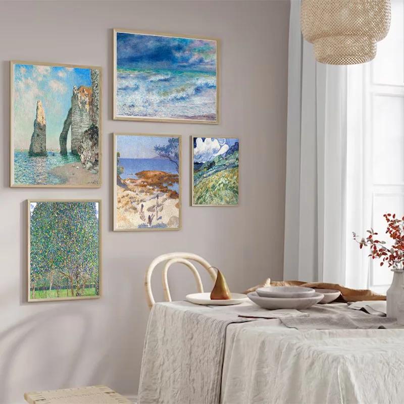 Monet Colour System Landscape Print Wall Art Nordic Village River Alpine Poster Beauty Canvas Painter Living Room Decoration