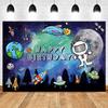 Cartoon Space Universe Planet Theme Happy Birthday Background Cloth Party Decoration Banner Boy's Gift Photography Background