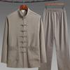 Men's Tang Suit Ice Silk Set - Long-Sleeve Chinese Tai Chi Hanfu for Spring/Summer