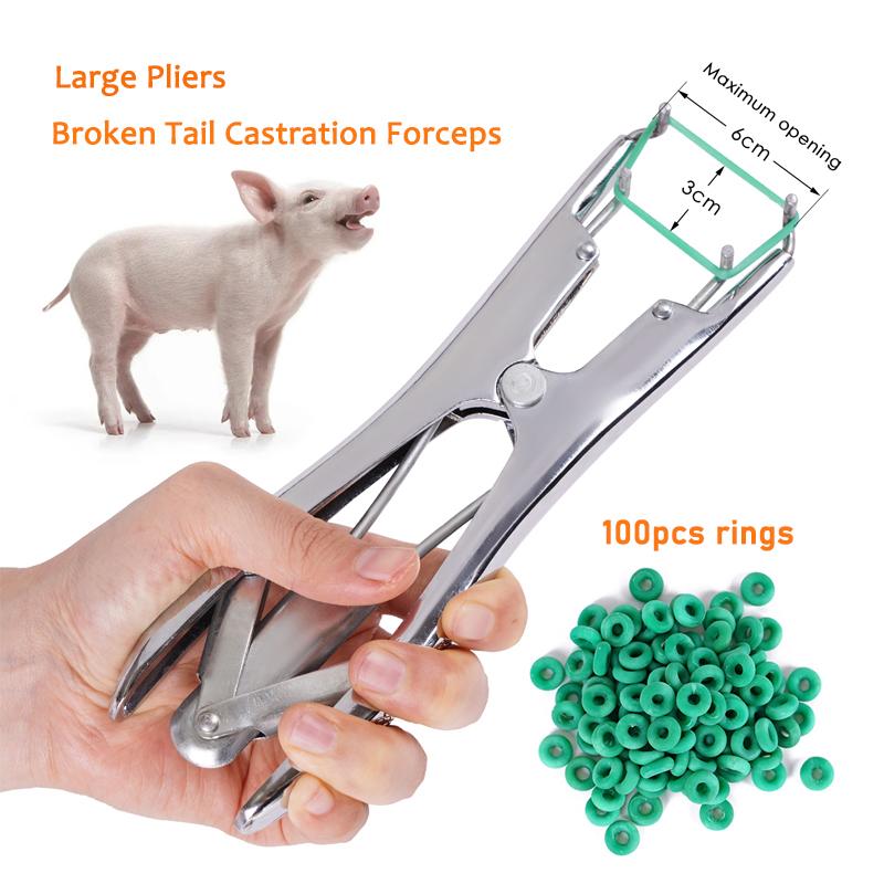 Sheep Broken Tail Castration Forceps Expansion Clamp Elasticity Rubber Castration Rings Farm Animal Bloodless Broken Tail Plier
