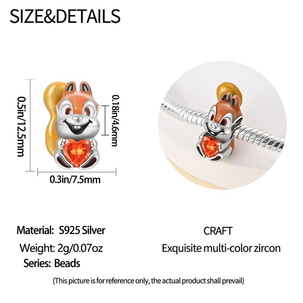 Original Charms Copper Certified Cute Squirrel Beads Fit Bracelet Women Jewelry Making Diy