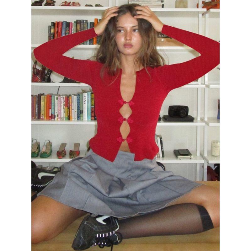 

New Chinese Autumn Sexy Silm Show Umbilical Cardigan