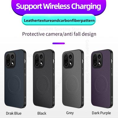 Business Kohlefaserleder Magnetische Handyhülle für OnePlus 15 13 12 11 R Kabelloses Laden Hautgefühl Fallschutzhülle