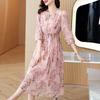 Elegant Floral Silk Summer Dress for Middle-Aged Women - 2026 Beach Vacation Style