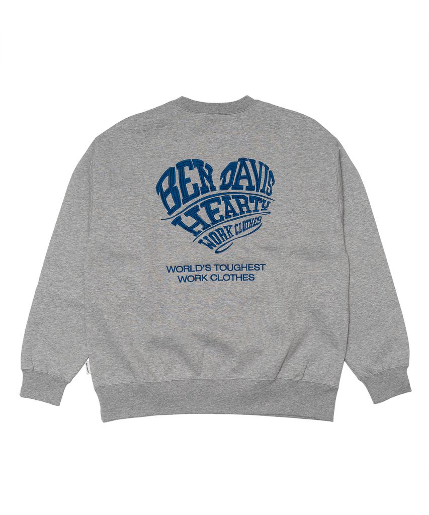 BEN DAVIS Heart Embroidered Crewneck Sweatshirt Black