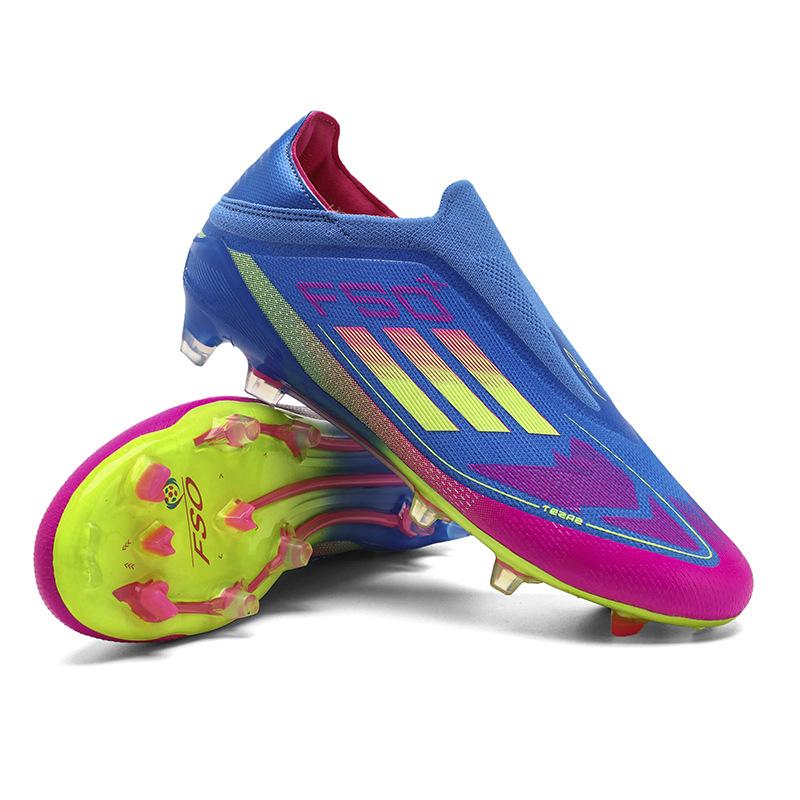 New Shoelaces-free Sneakers Colorful Football Shoes Spikes Youth Adult Grass Training Shoes Men and Women
