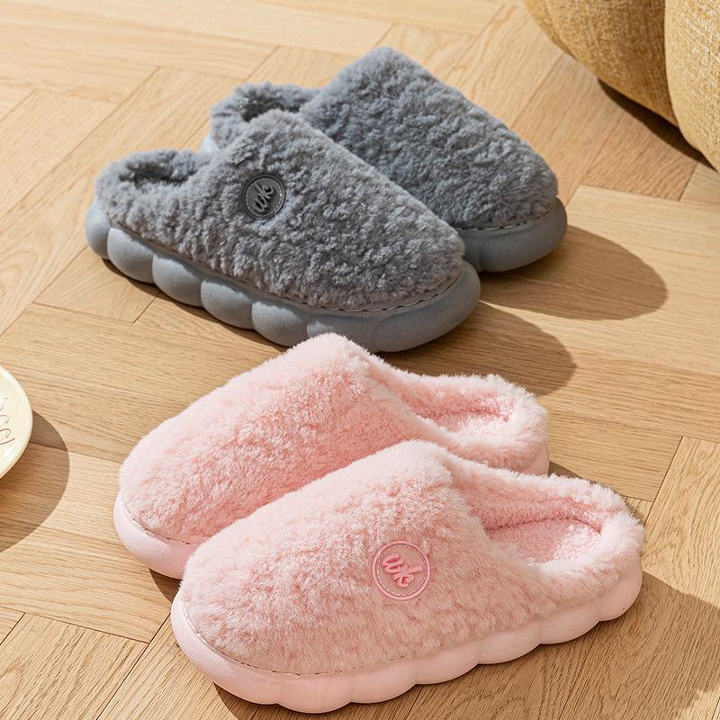 Cotton Slippers Home Autumn and Winter Couple Comfortable Platform Cotton Shoes Non-slip Piled Warm Wool Slippers Cotton Mop
