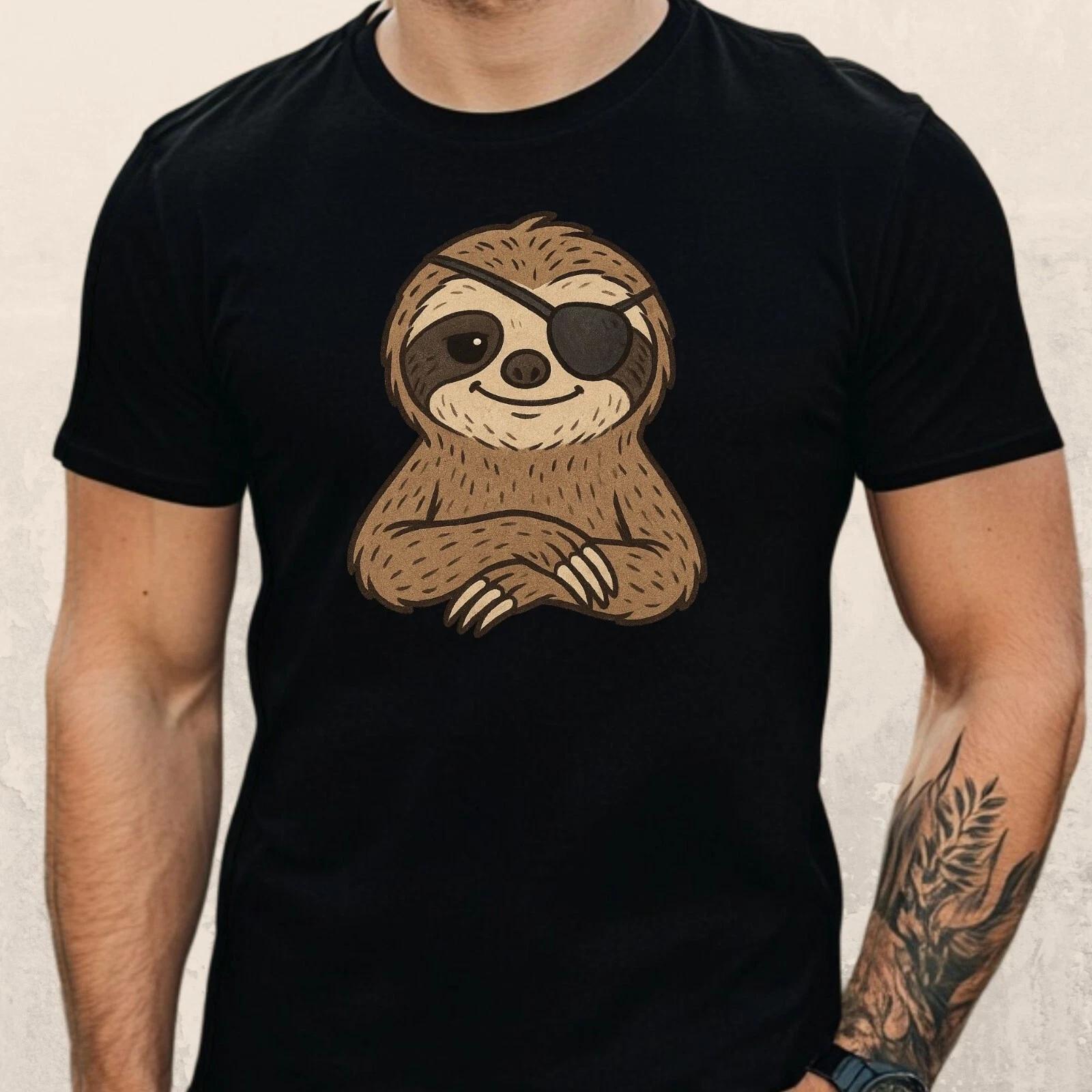 T-Shirt Herren Piraten Faultier Motiv Baumwolle Größe S bis 5XL L