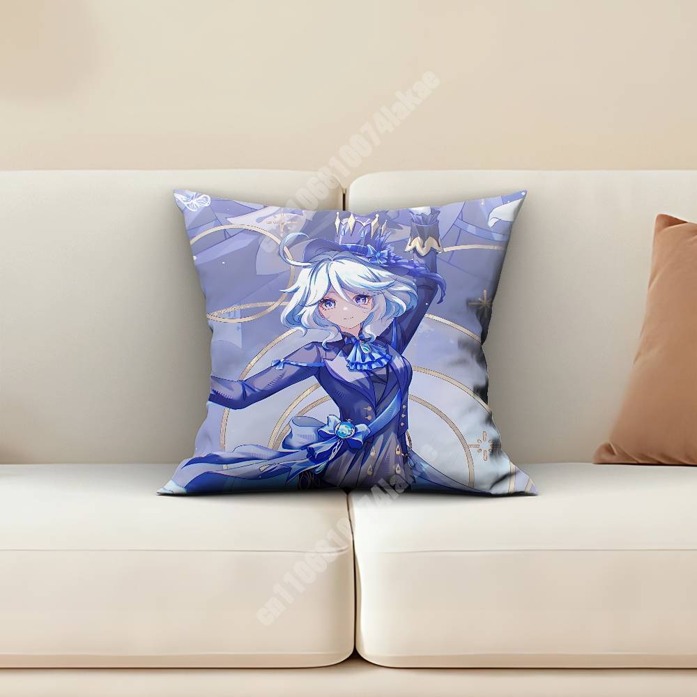 Genshin Impact Furina Hydro Archon Pillow Cover Sofa Couch Cushion Case Creative Workspace Accent Home Decor