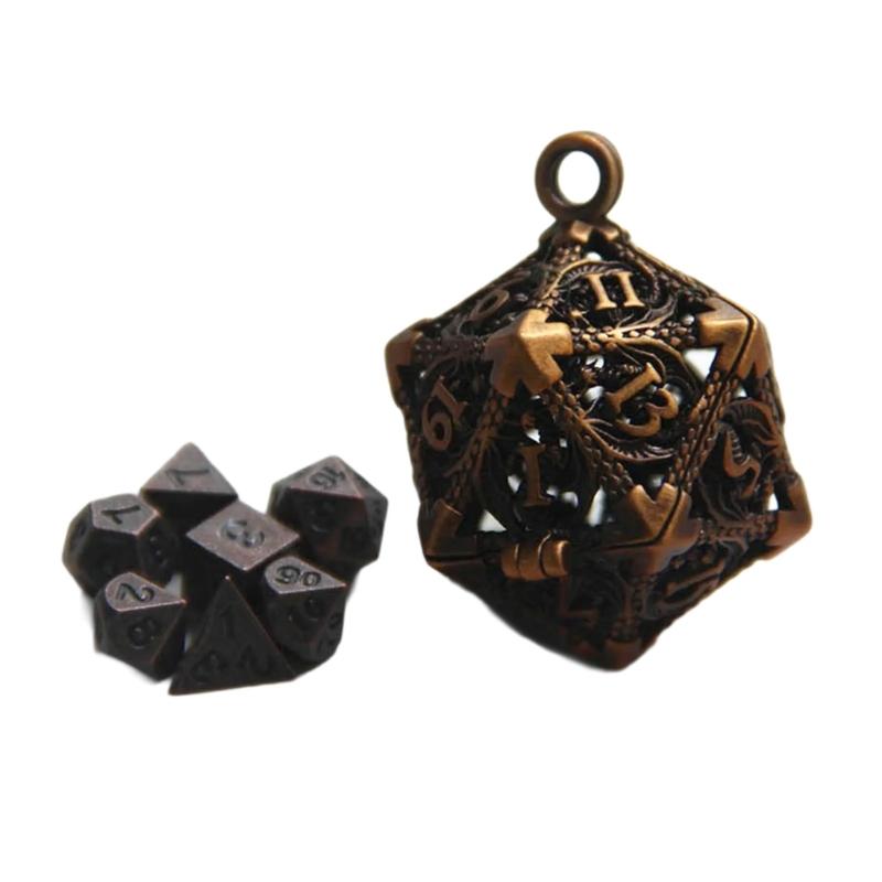 Unique Hollow Dices Pendant Keychain Accessory Set Dices Ornaments Metal Dices Key Chain Decorations for Game Lovers