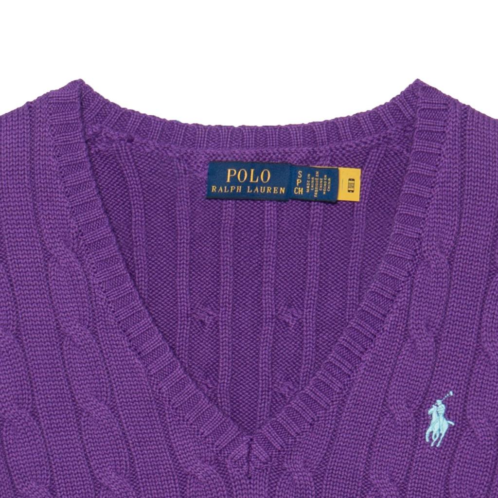 Polo Ralph Lauren Solid Color Logo Embroidered V-Neck Long Sleeve Knit Sweater Women sweater Purple 211570011-107
