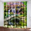 Green Forest Elf Lantern Curtains for The Bedroom Window Fabric Curtain for Living Room Left and Right Biparting Open 2Panel