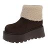 Women's Fur Mouth Large Size Winter Warm Fur One Snow Boots Padded Lining Ankle Boots Non-slip Hiking Sports Cotton Boots