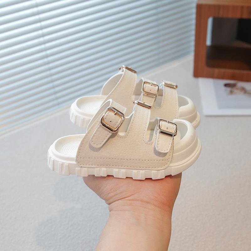 Children Slippers Outdoors Toes Capped Kids Beach Shoes Soft Sole Non-slip 2025 Summer New Boys Girls Sandals Retro Trendy