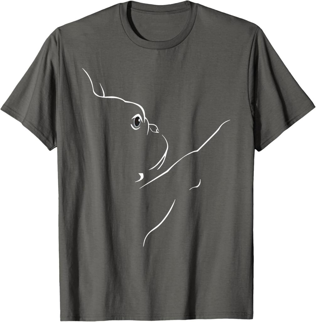French Bulldog Line Art Minimalist Graphic T-Shirt Cotton Casual Top for Dog Lovers