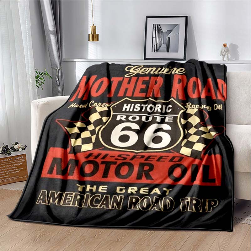 HD Vintage Route 66 Americká Historická Mateřská Silnice Tištěnádeka Domácí Extra Velká Měkká Potah na Rozkládací Pohovku Cestovnídeka Dárek