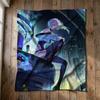 Cyberpunk Anime Girl Blanket, Futuristic City Throw, Neon Anime Fleece Blanket, Sci Fi Anime Gift, Cyberpunk Fan Throw, Anime Girl Decor