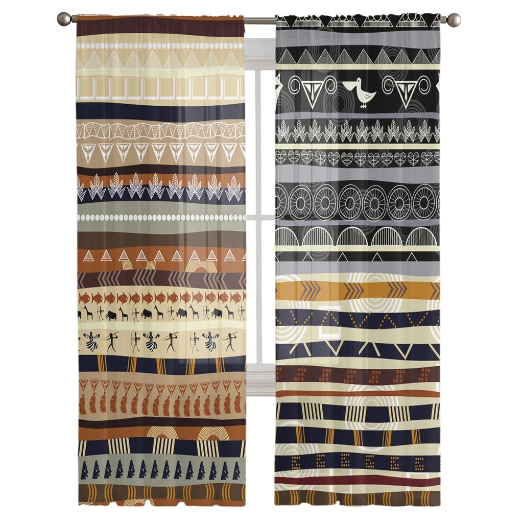 Africa Indian Elephant Window Curtains Living Room Tulle Curtains Kitchen Decor Kids Room Curtain Window Treatment