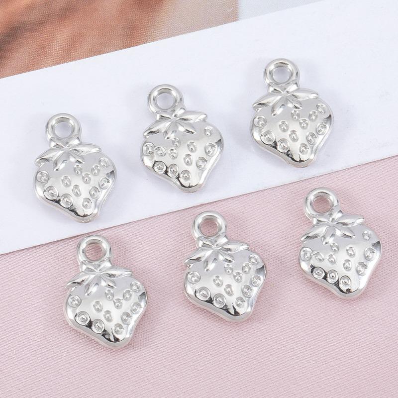 

DIY Jewelry Metal Strawberry Accessories Alloy Handmade Bracelet Necklace Pendant Accessories 10pcs срібний