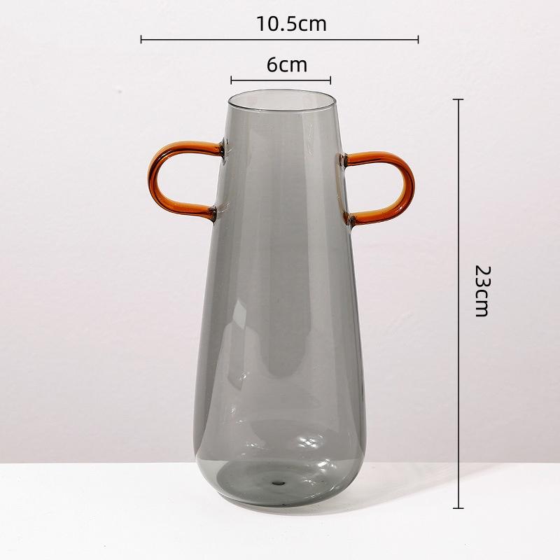 Glass Flower Vase Handle Pitcher Colored Transparent Flower Pot Flower Arrangement Hydroponics Terrarium Vases Pots Flowerpot