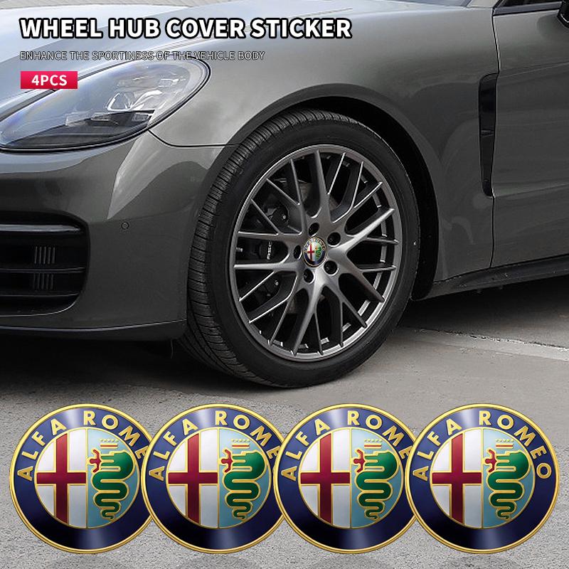 4Pcs Aluminum Metal Emblem Car Wheel Center Hub Caps Sticker Badge For Alfa Romeo Giulietta GT 159 147 156 Brera Giulia Stelvio