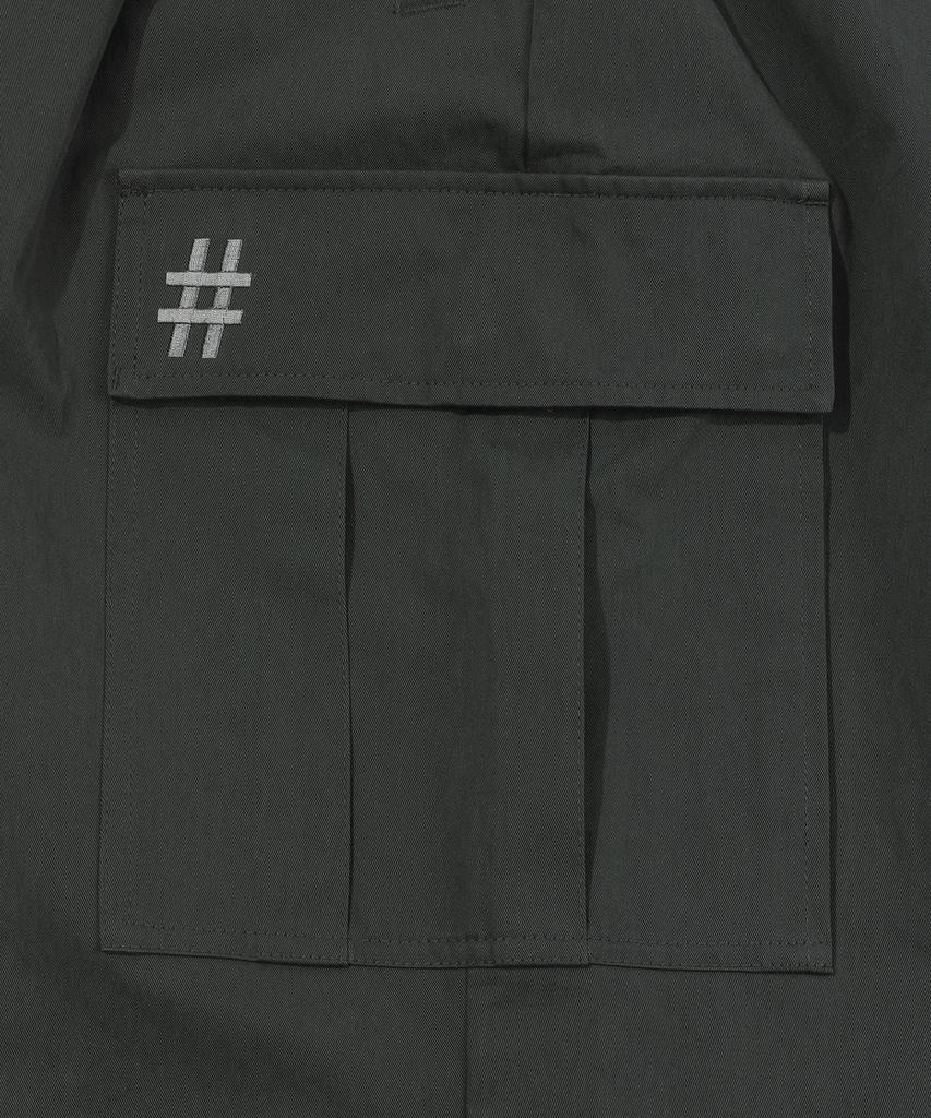 BEENTRILL Hashtag One-Pleat Cargo Pants (Charcoal)
