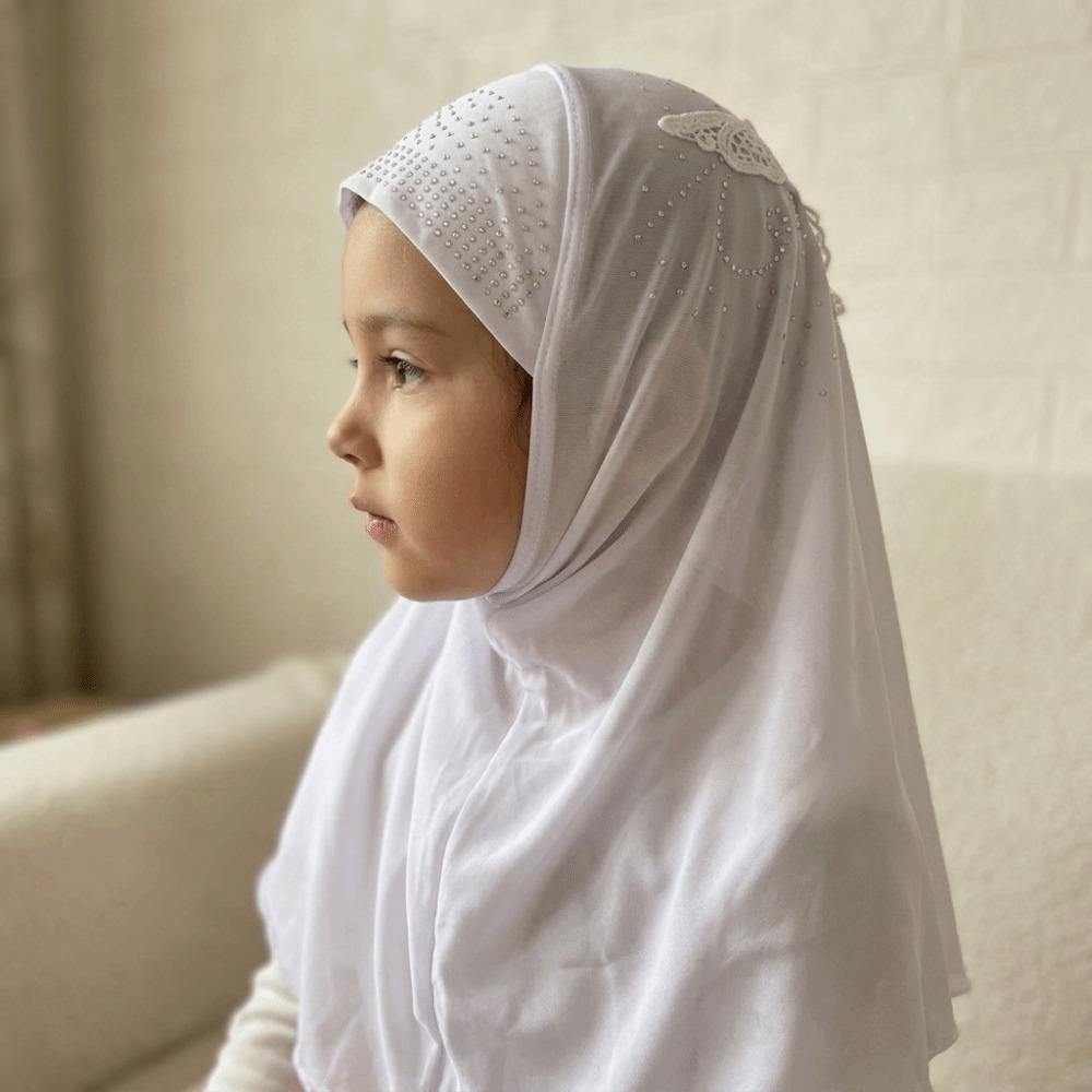 Eis Seide Kinder Hijab Atmungsaktives Kopftuch Elegante Kleinkind Turban Mädchen im Alter von 2 bis 6 Jahren