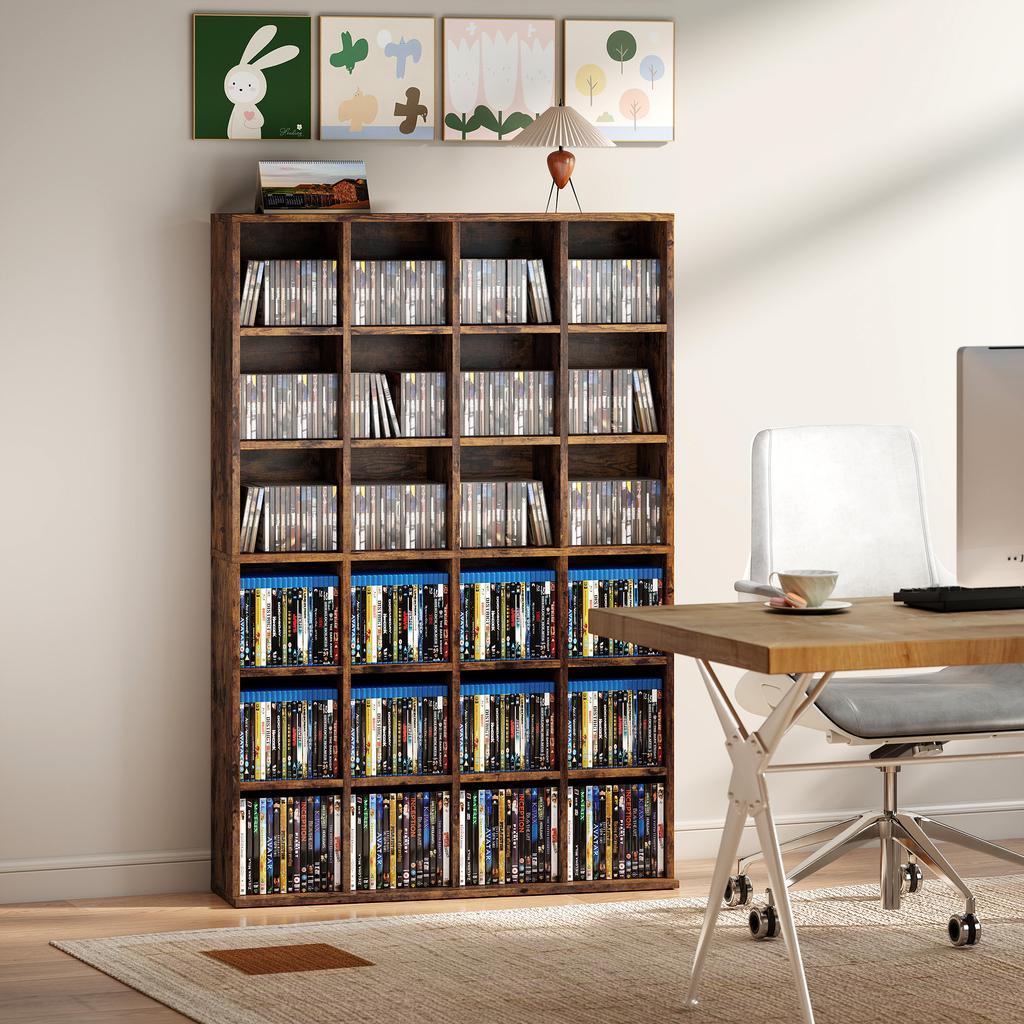 Mobile porta CD con ripiani regolabili, 89 x 130,5 cm, Marrone Rustico